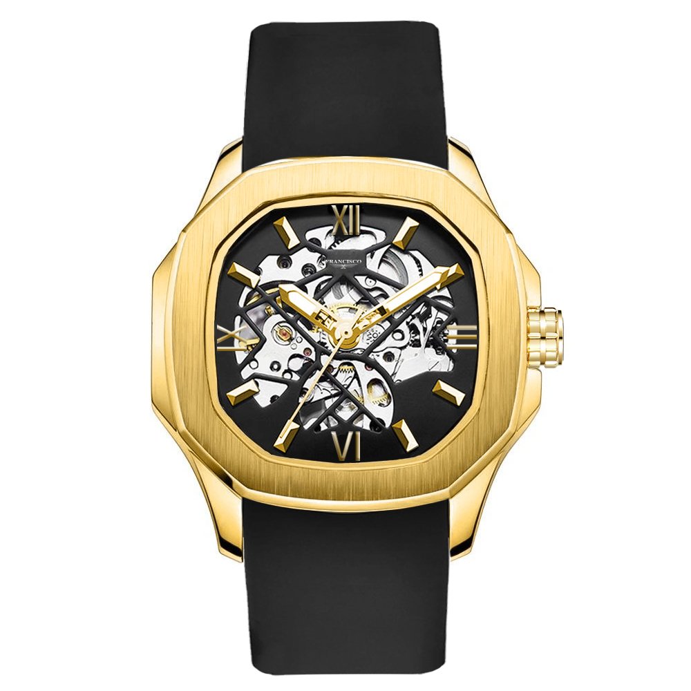 gold watch male clock fashion wristwatch luxury skeleton wrist watches for men